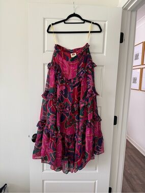 FARM Rio Pink Fuchsia Multicolor Floral Maxi Skirt